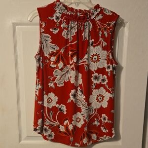 Ann Taylor Factory Red and White Floral Blouse